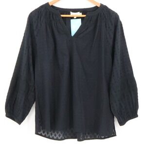 NWT Swiss Dot Blouse Top Boho Peasant Semi Sheer Organic Cotton Pullover‎ Size S